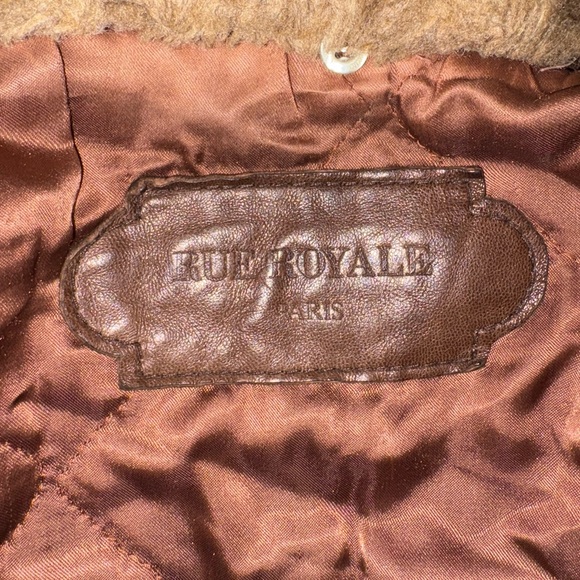 Vintage Rue Royale Paris Leather Aviator Bomber Jacket with Faux Fur Collar - M - Picture 5 of 7
